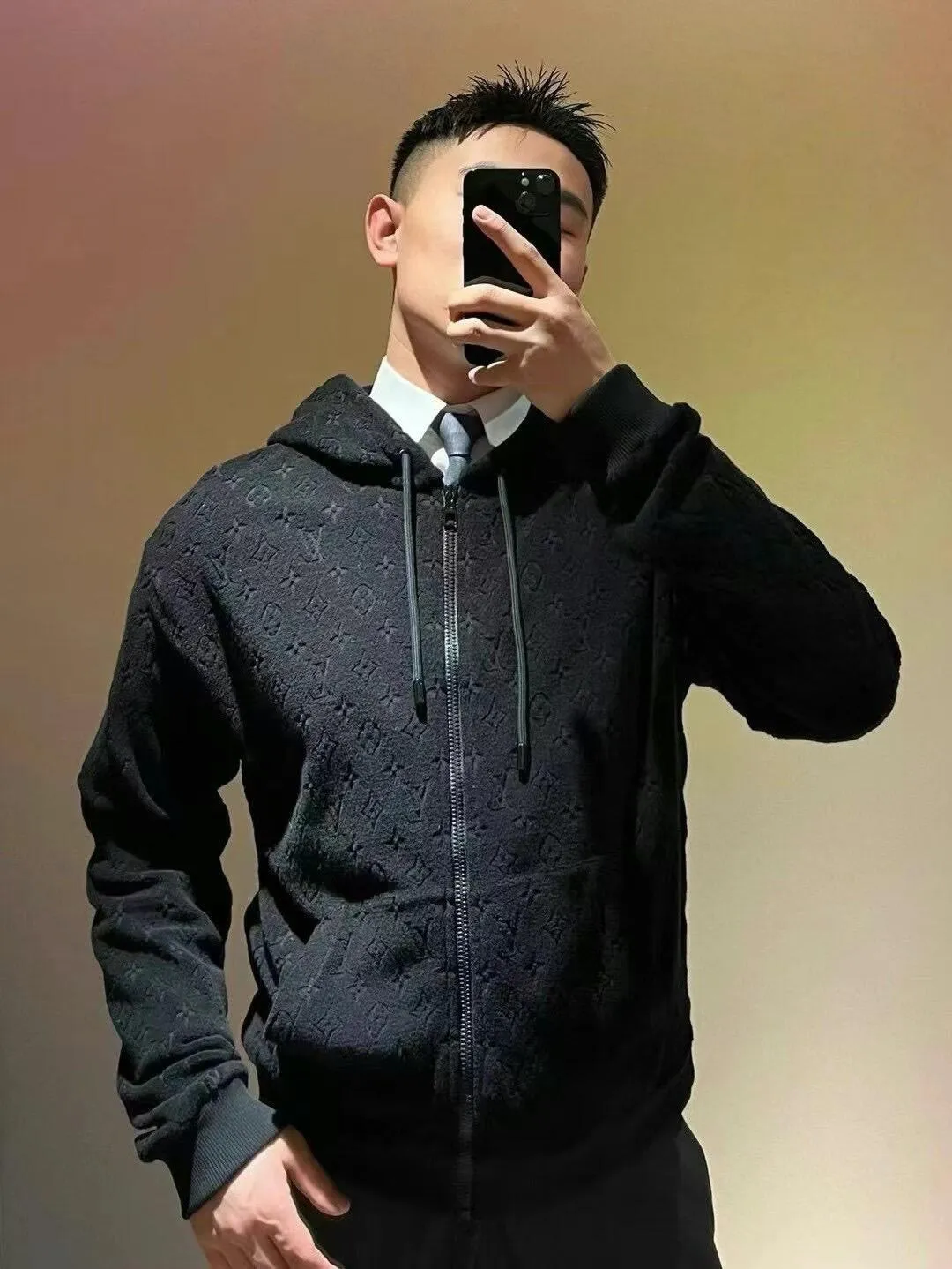 Louis Vuitton/Louis Vuitton 25Fw presbyopia printed towel zipper jacket